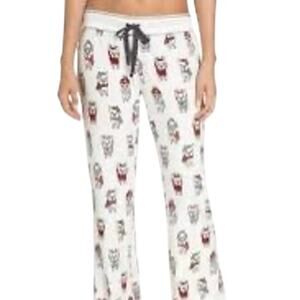 PJ Salvage Pajama Pants White French Bulldog Scarf Print Women’s Size M